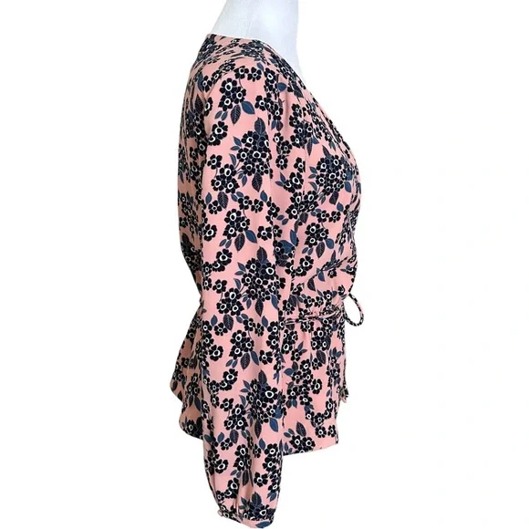 J. Crew Women’s V-Neck Long Sleeve Peplum Blouse Pink Size 6 - Picture 5 of 15